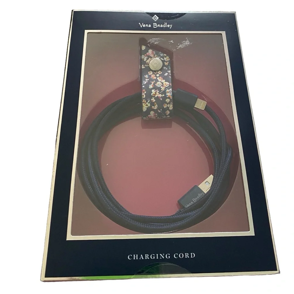 VERA BRADLEY 5’ Long 8-Pin Charging Woven Cable with Leatherette Cord Keeper